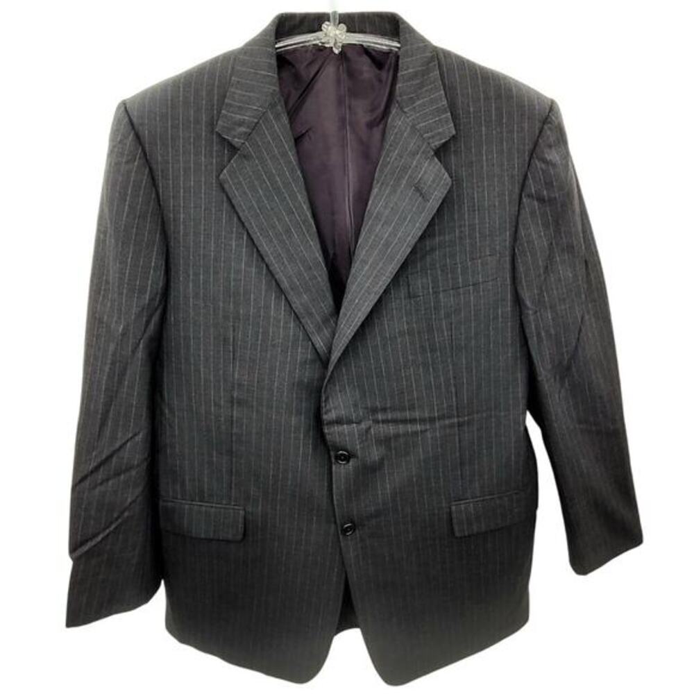 Barneys New York‎ Gray Pin Stripe Two Button Single Breasted Men's Suit Jacket